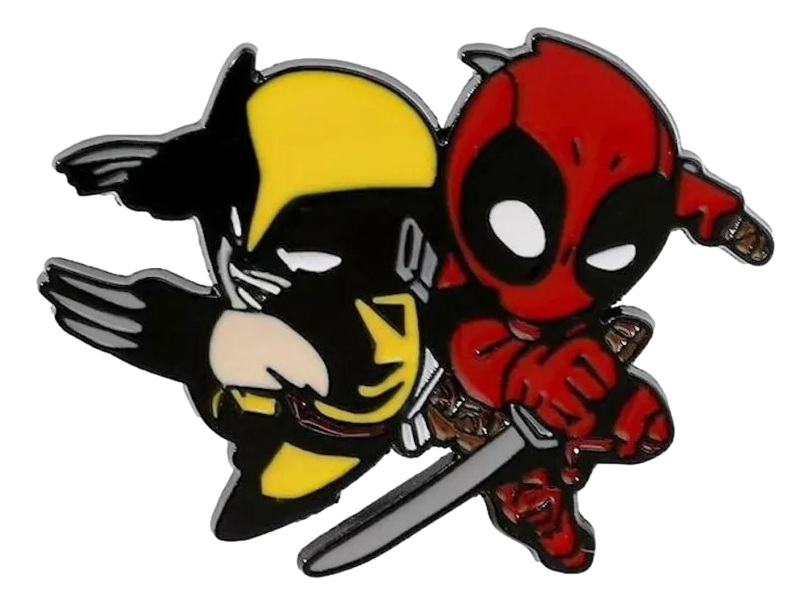 Deadpool and Wolverine Fighting Together 1.5″ Tall Metal Enamel Pin