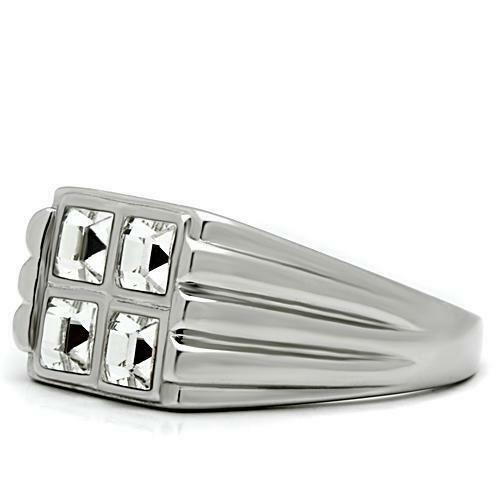TK488 – High polished (no plating) Stainless Steel Ring with Top Grade Crystal