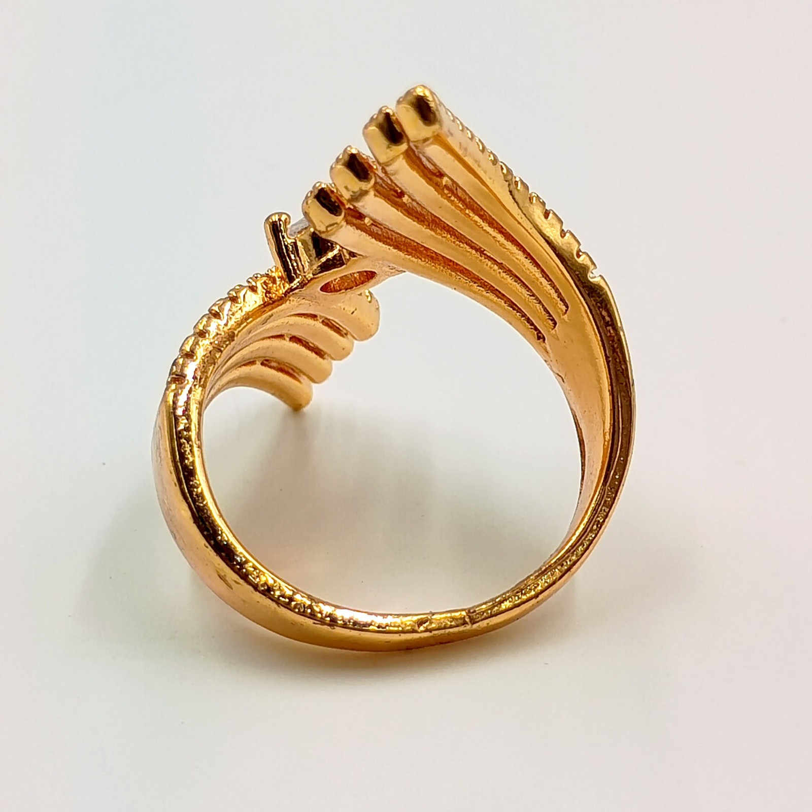 22k Rose Gold Plated Vanki Ring Cubic Zirconia Adjustable South Indian Artisan
