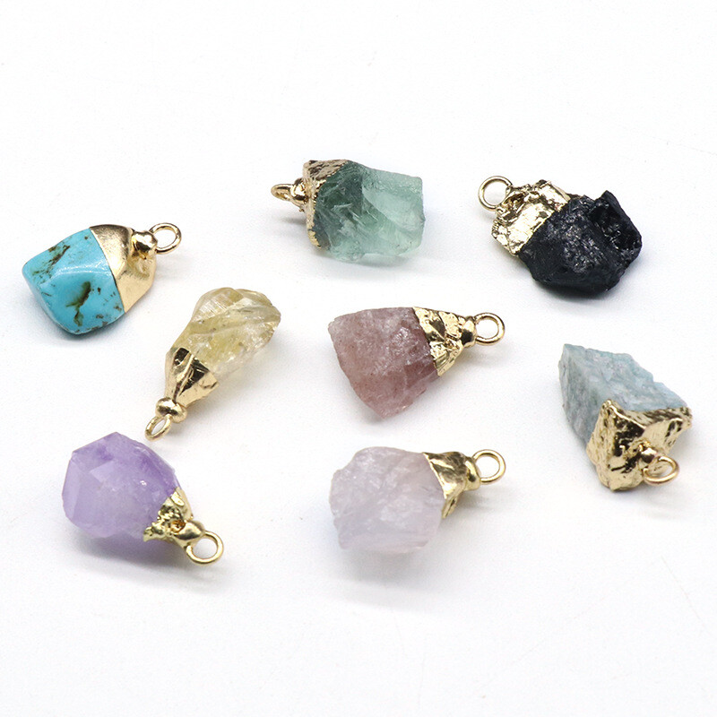 10pcs Mixed Natural Stone Crystal Freeform Pendant Agate Pendants Necklace