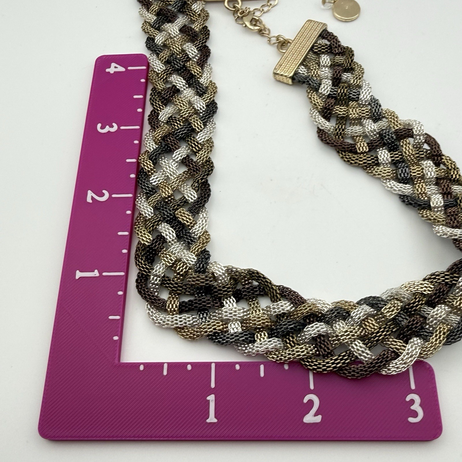 Dana Buchman Braided Mesh Chain Statement Necklace Gold Silver Black Tone