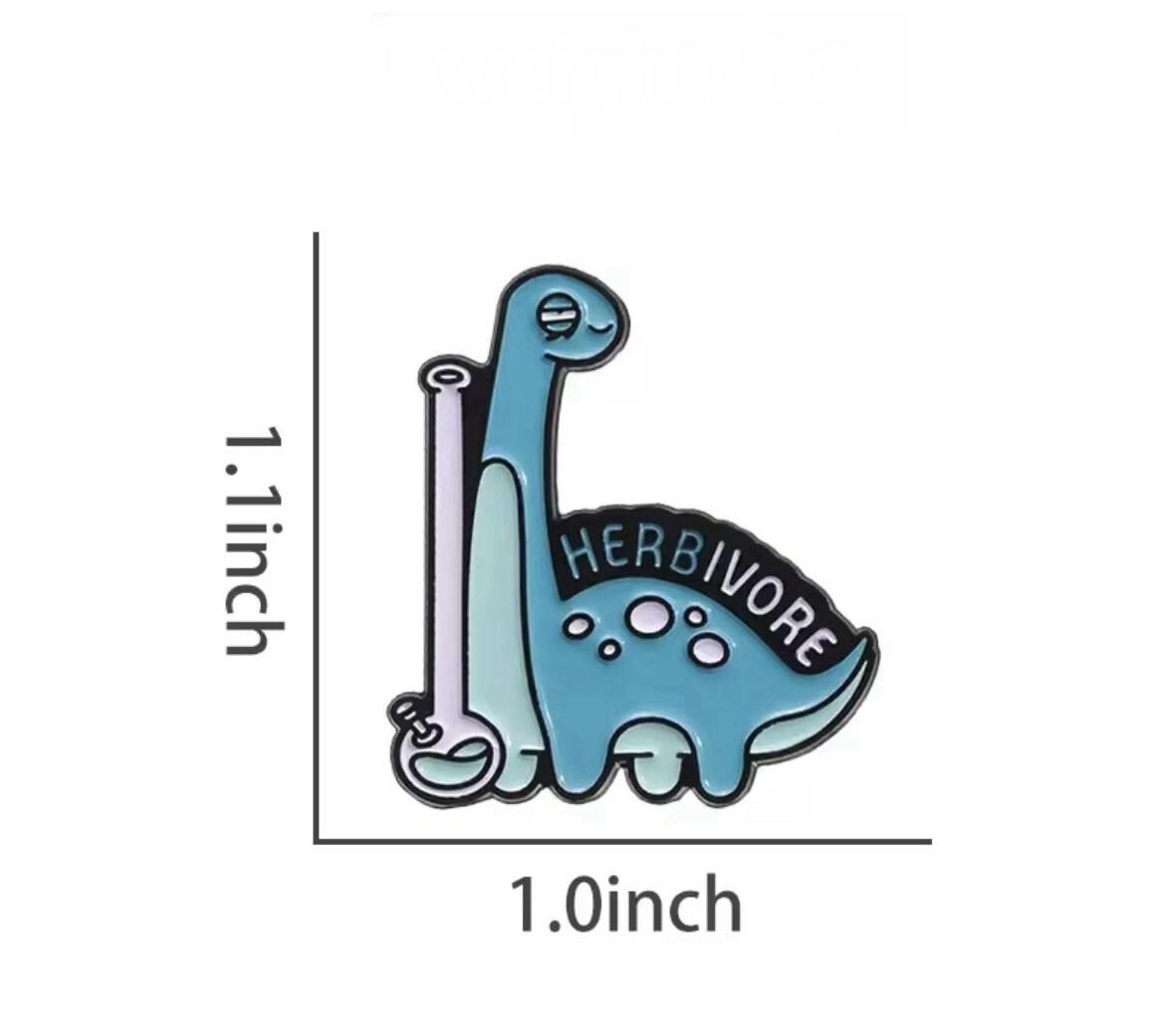 Dino Herbivore Style 1pc Pin Single Rubber Pin Backer Parody Dinosaur Herb Fun