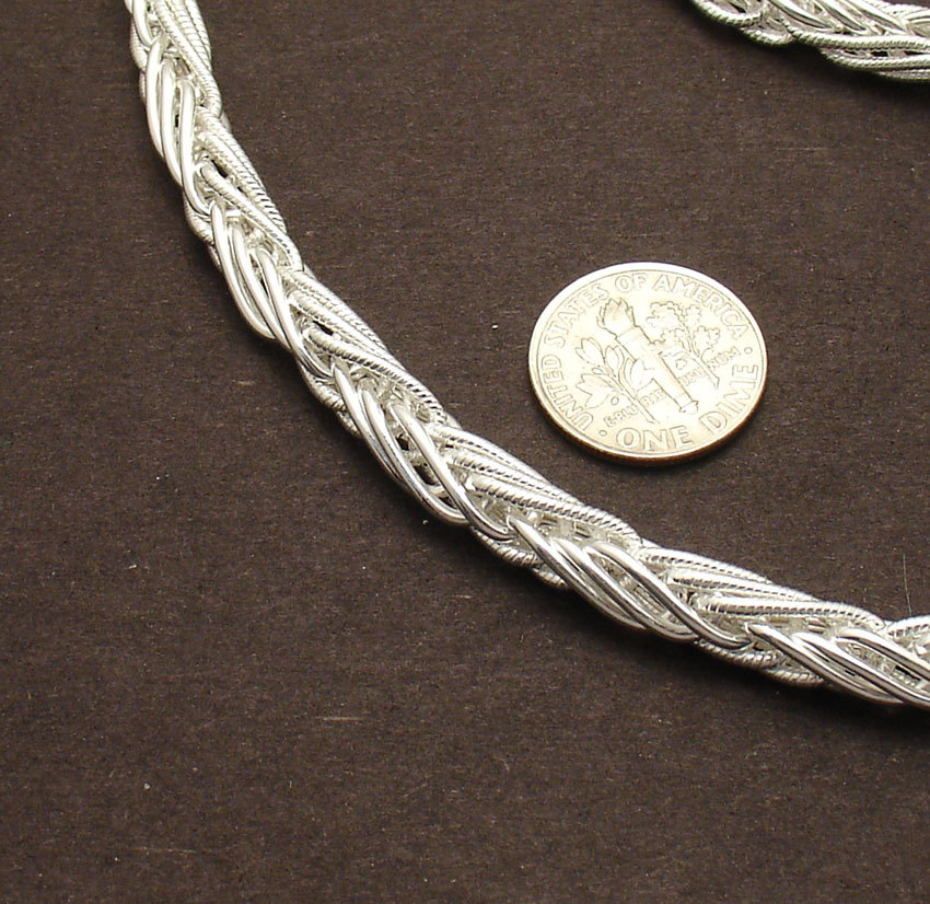 QVC Textured Round Spiga Wheat Chain Bracelet Necklace Real 925 Sterling Silver