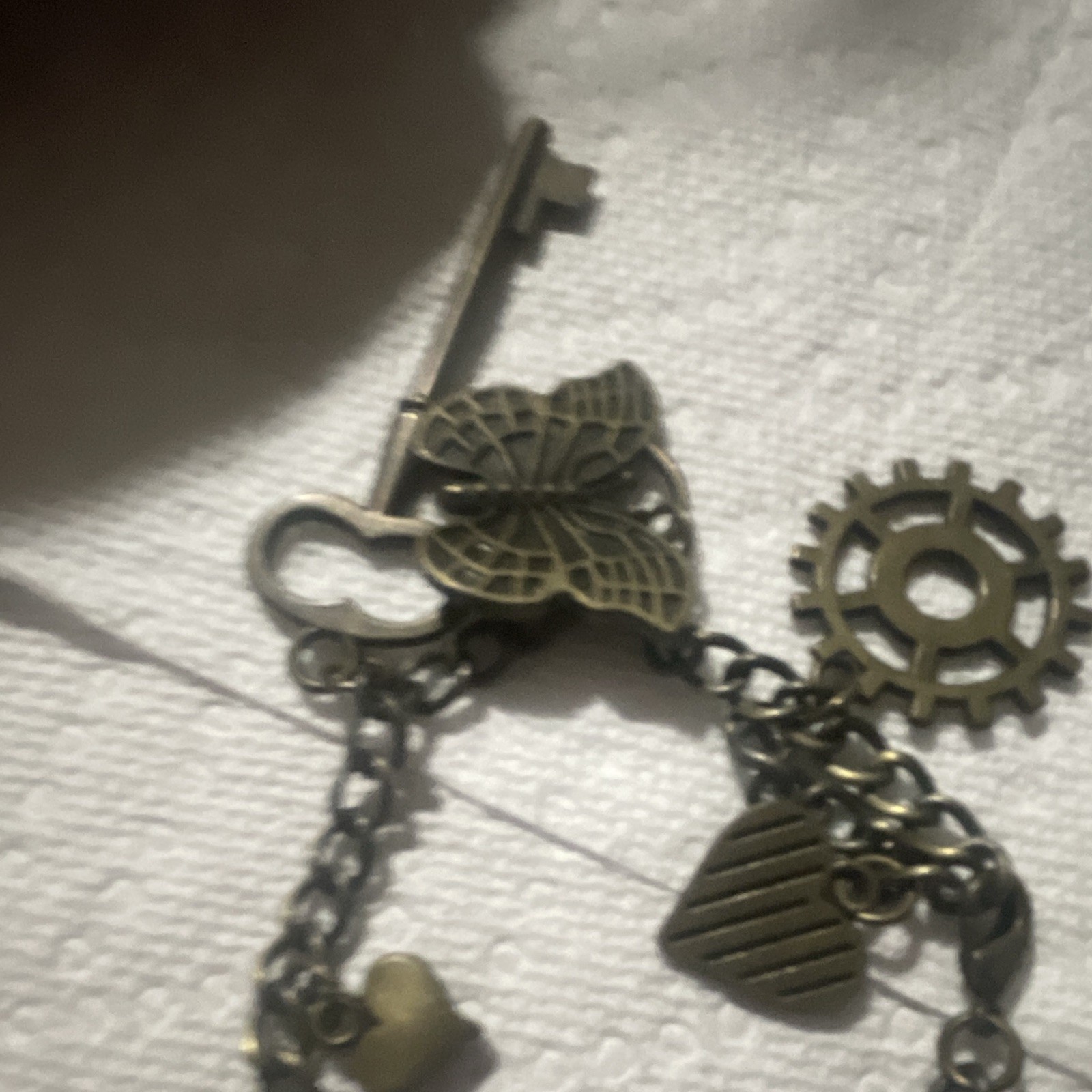 Time Turner Bronze Tone Steampunk Charm Chain Bracelet Clock Key Heart Lobster