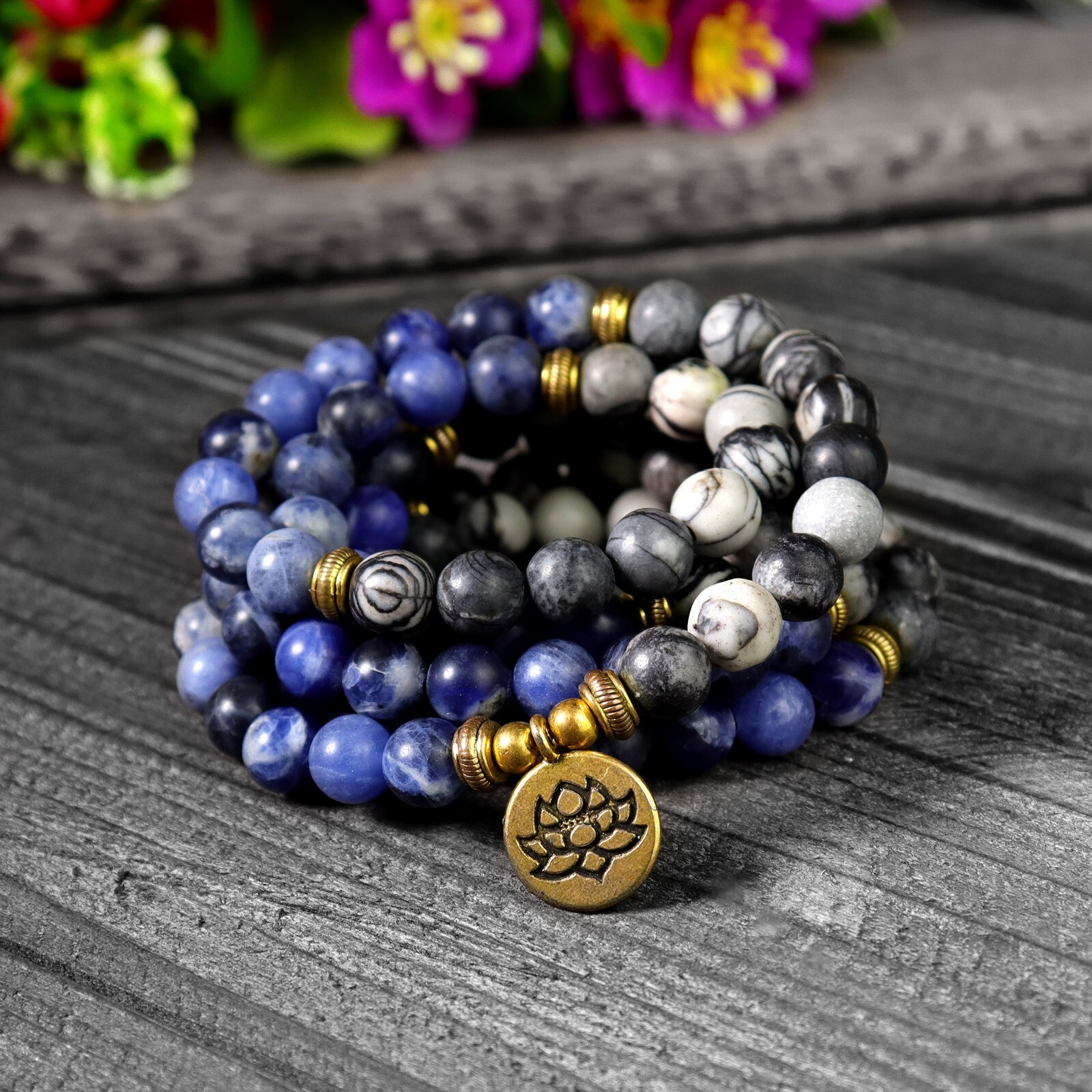 108 Mala Beads Gemstone Prayer Meditation Handmade Healing Bracelet Necklace