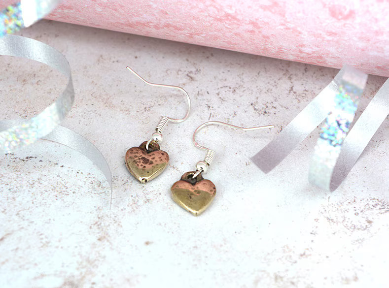 8th Anniversary Bronze Earrings Heart for Wife Gift UK