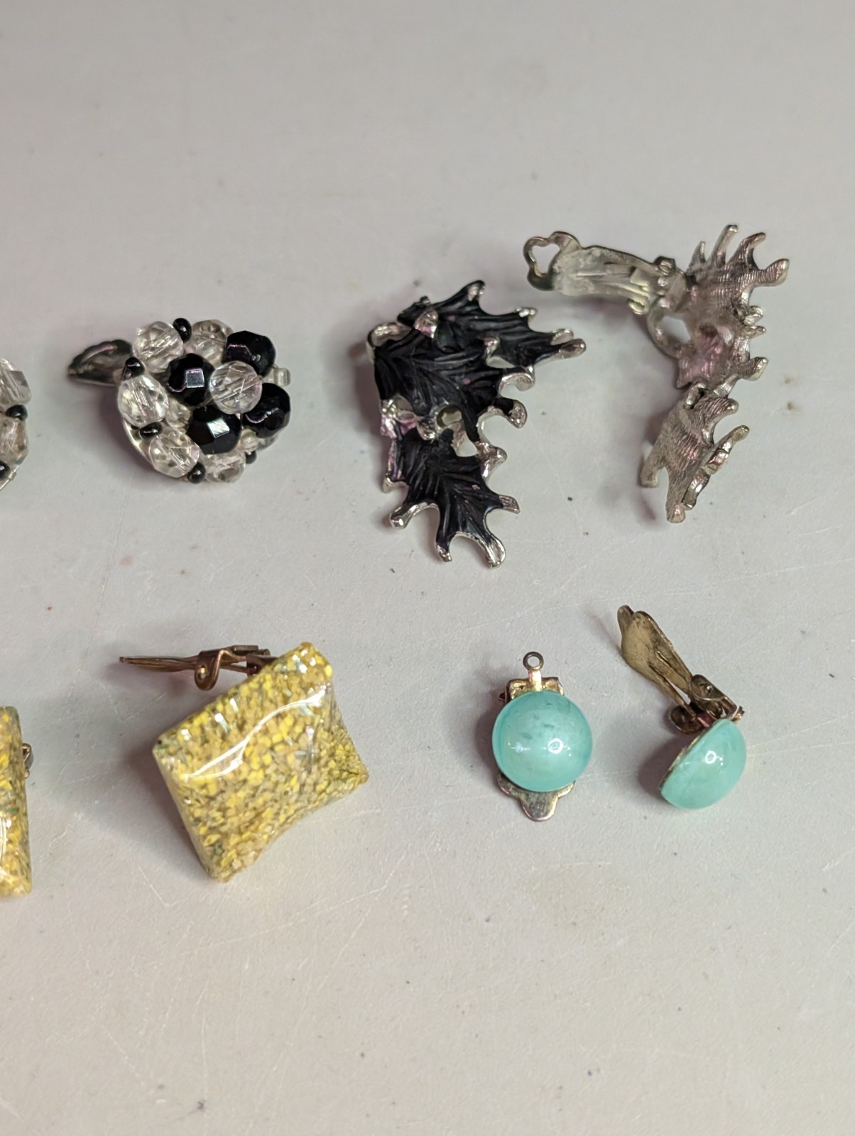8 Pc Vintage Stud + Clip-On Multicolor Metal/Plastic Earrings