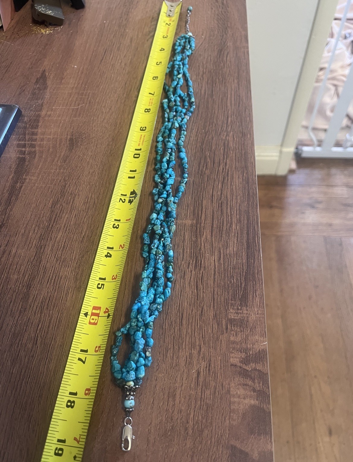 Turquoise Necklace 19” Multistrand, 60g, Stabilized, Color enhanced, 5-7mm