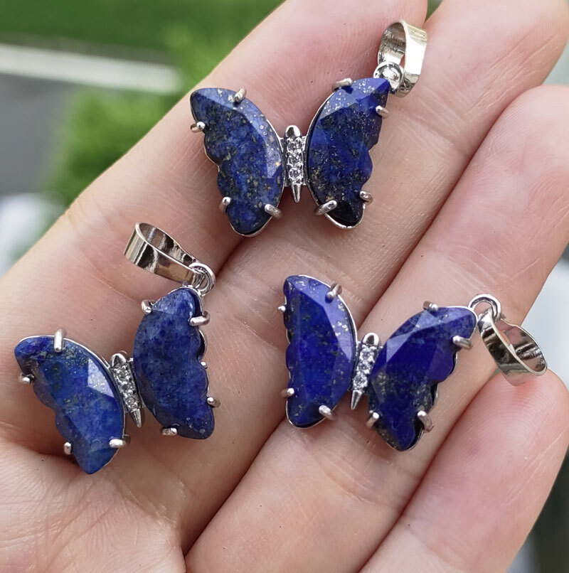 10pcs Lapis Gems stone Butterfly Pendants Magic Reiki Healing Amulet