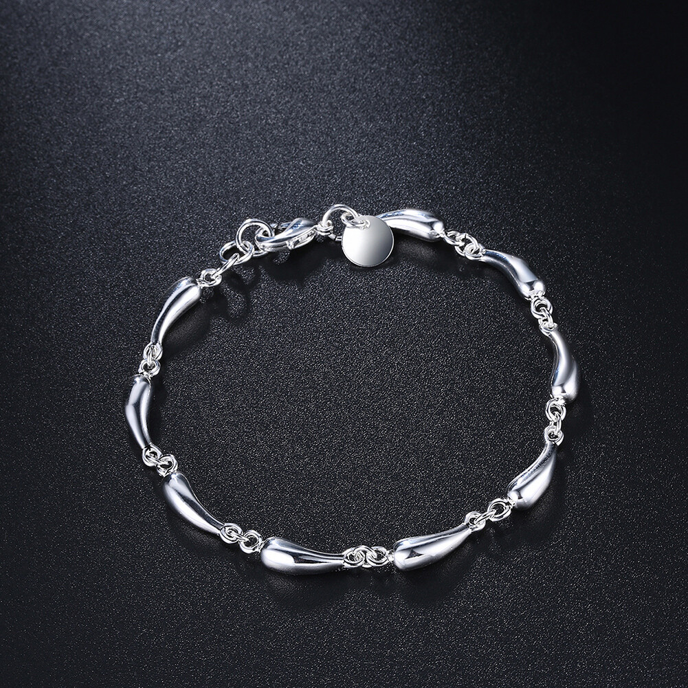 925 Sterling Silver Temperament Fashion Charm Jewelry Water Drop Bracelet Chain