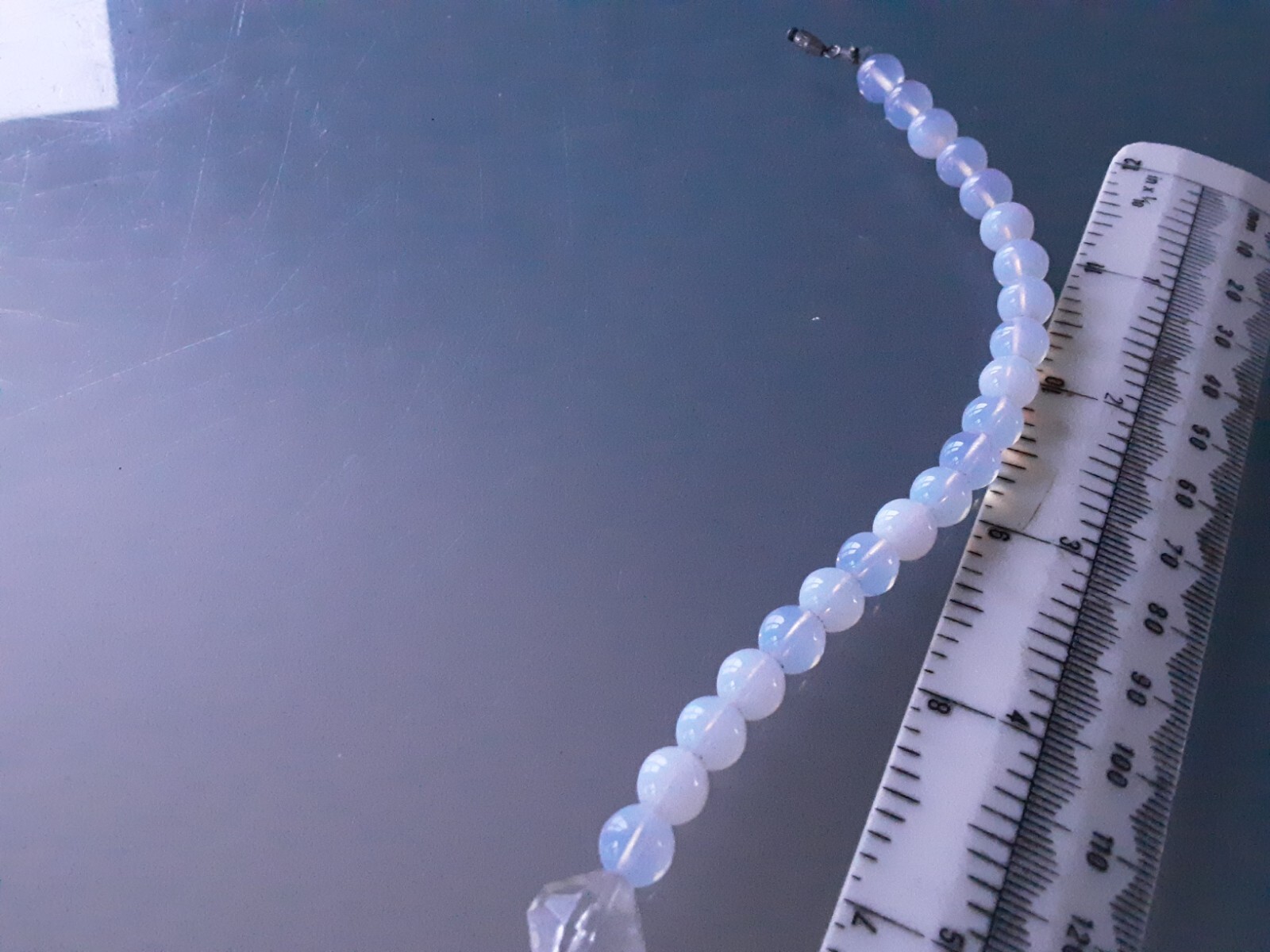 Vintage milky white cloud & Aurora Borealis Crystal Bead Necklace screw faster