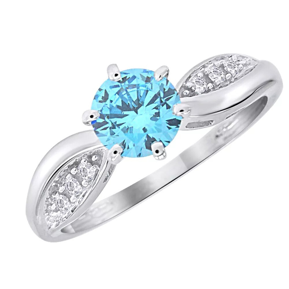 1.00 Ct Blue Diamond Fancy Solitaire Engagement Ring In 14K White Gold $1317.36