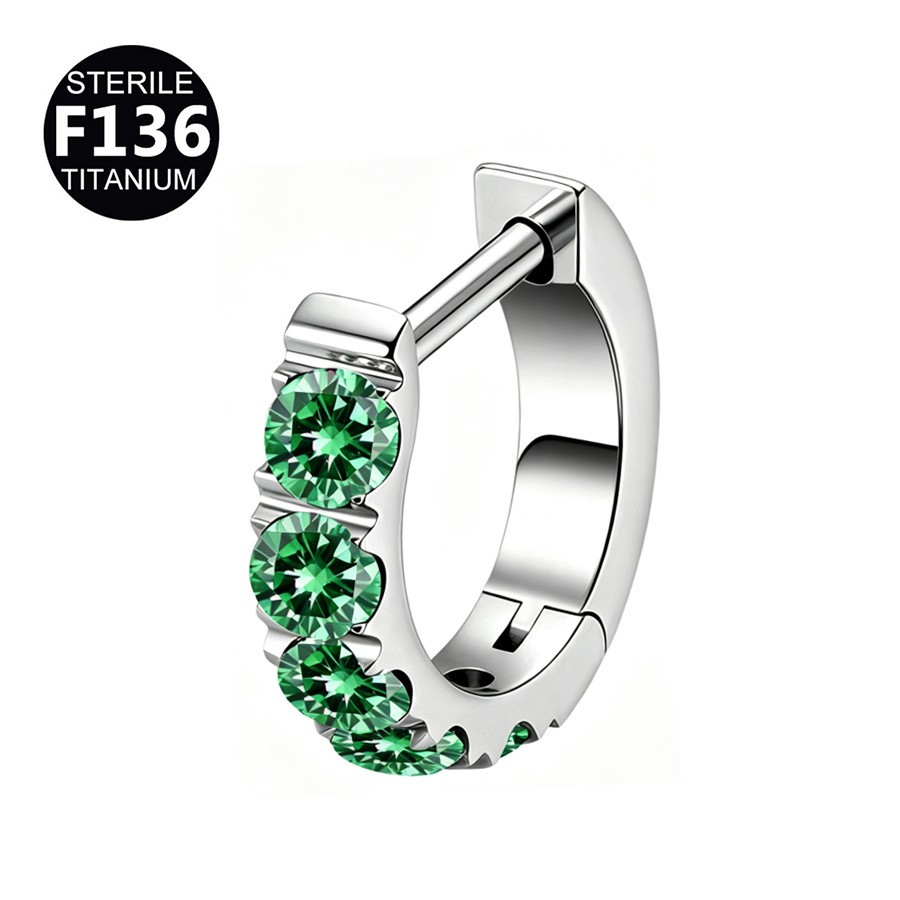 F136 Titanium Clicker 16G CZ Hinged Segment Ring Septum Daith Cartilage Piercing