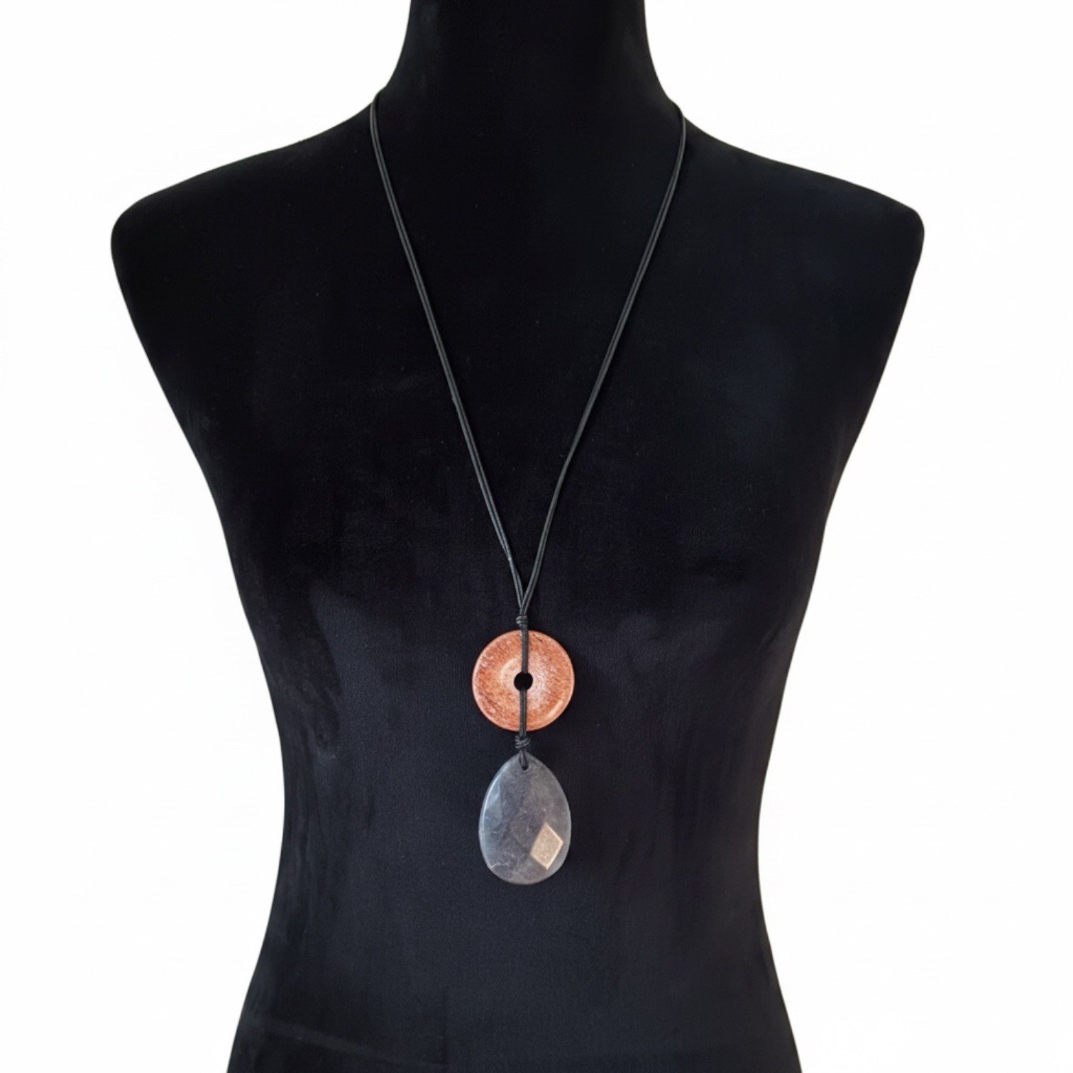 NEW NWT J. Jill Red Brown Navy Blue Teardrop Stone Adjustable Necklace $49 Tag