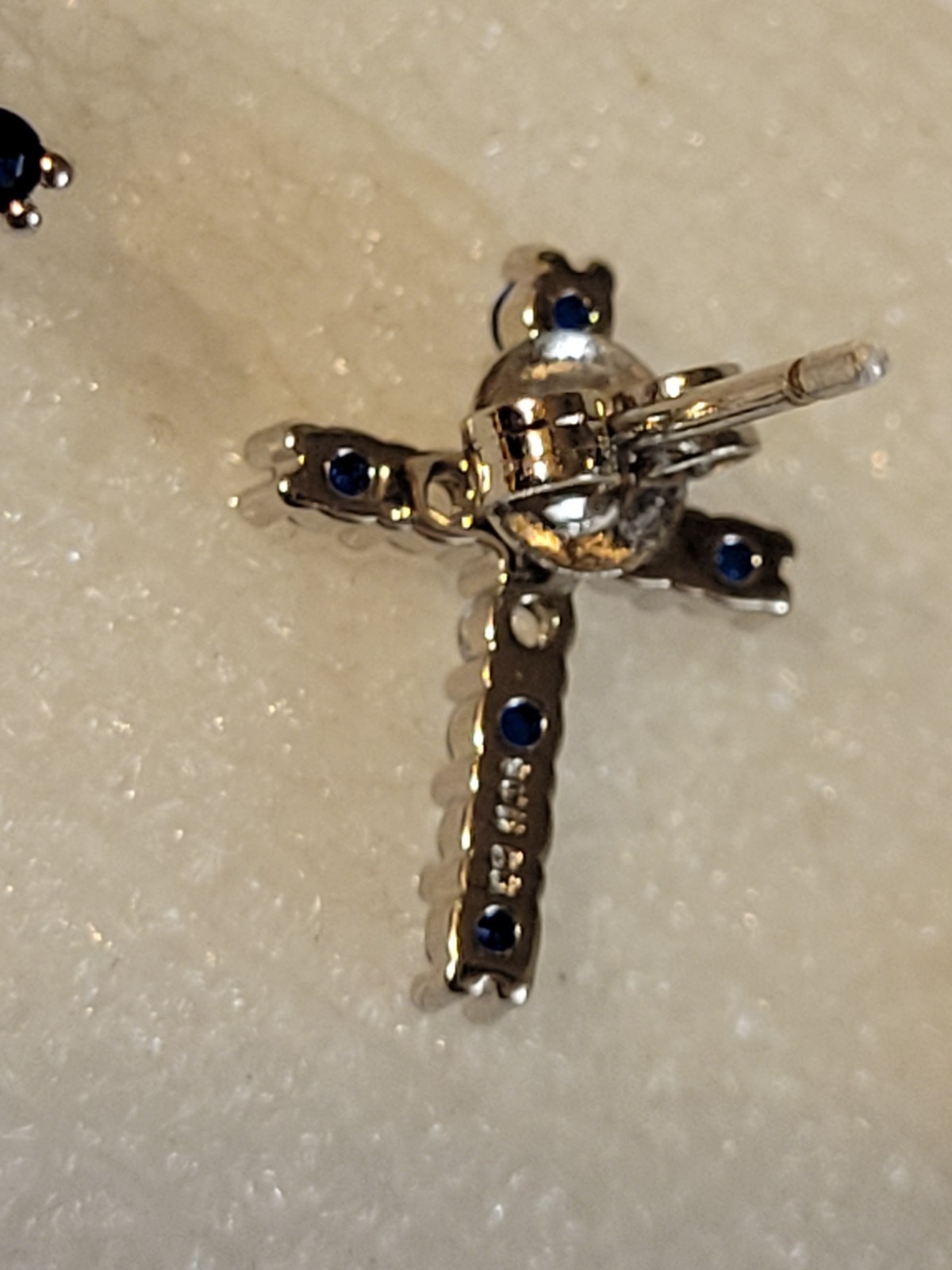 Lab-Created Sapphire Cross Earring and Pendant Set