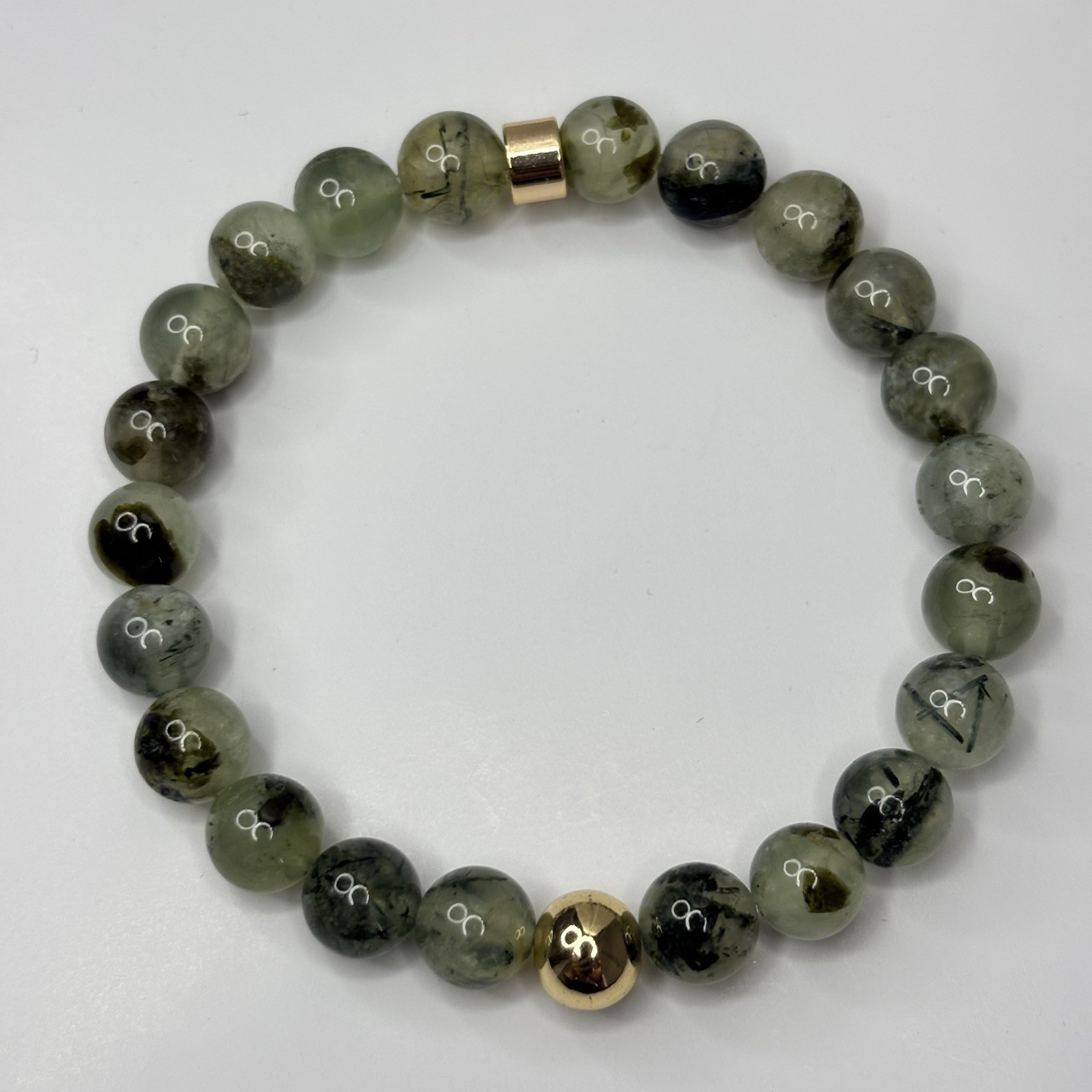 Natural Prehnite Gemstone Bracelet Handmade 8mm Beads Beaded Jewelry Gift Love