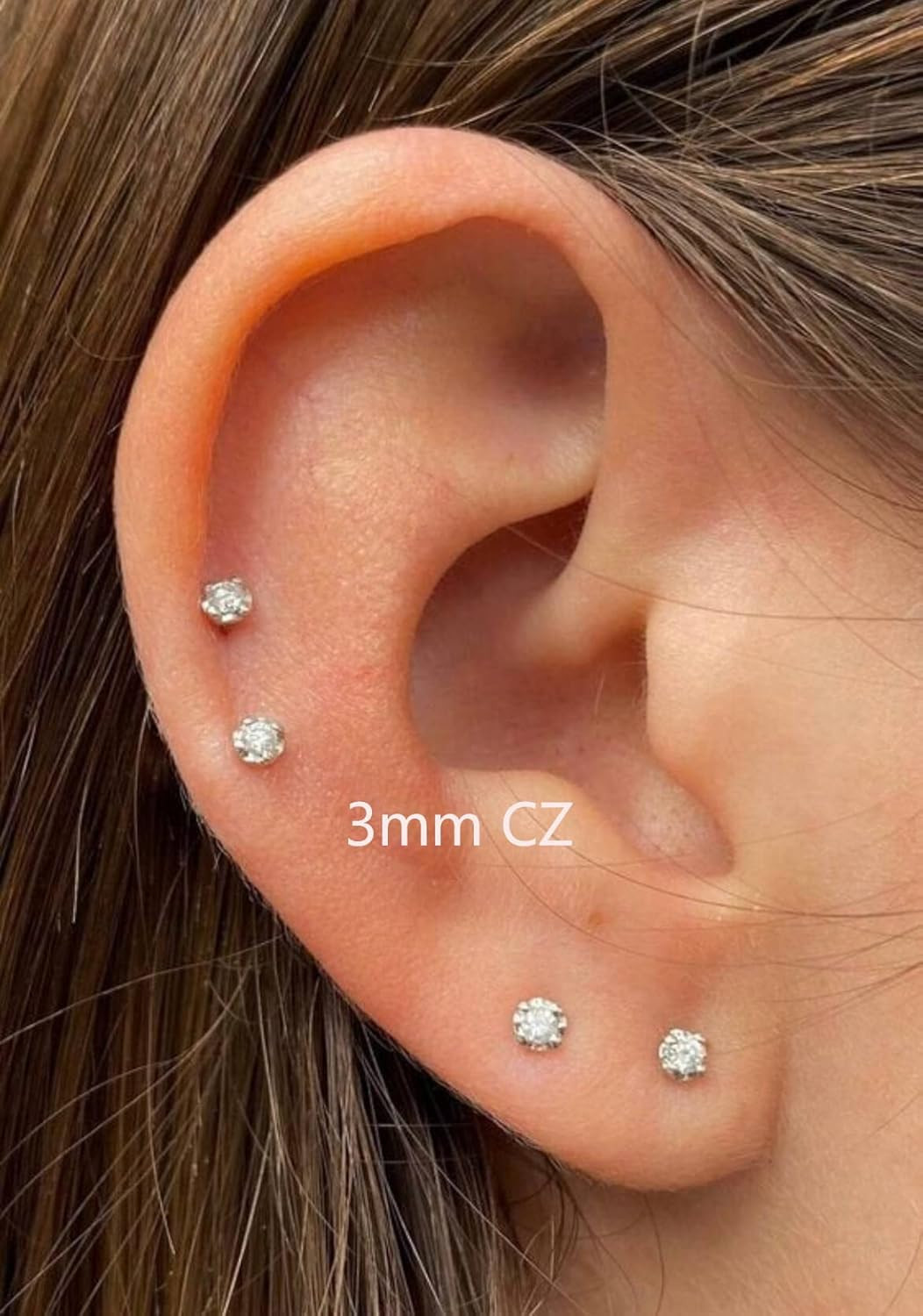 Flat Screw Back CZ Stud Earrings,Small Flat Back Cubic Zirconia Stud Earrings fo