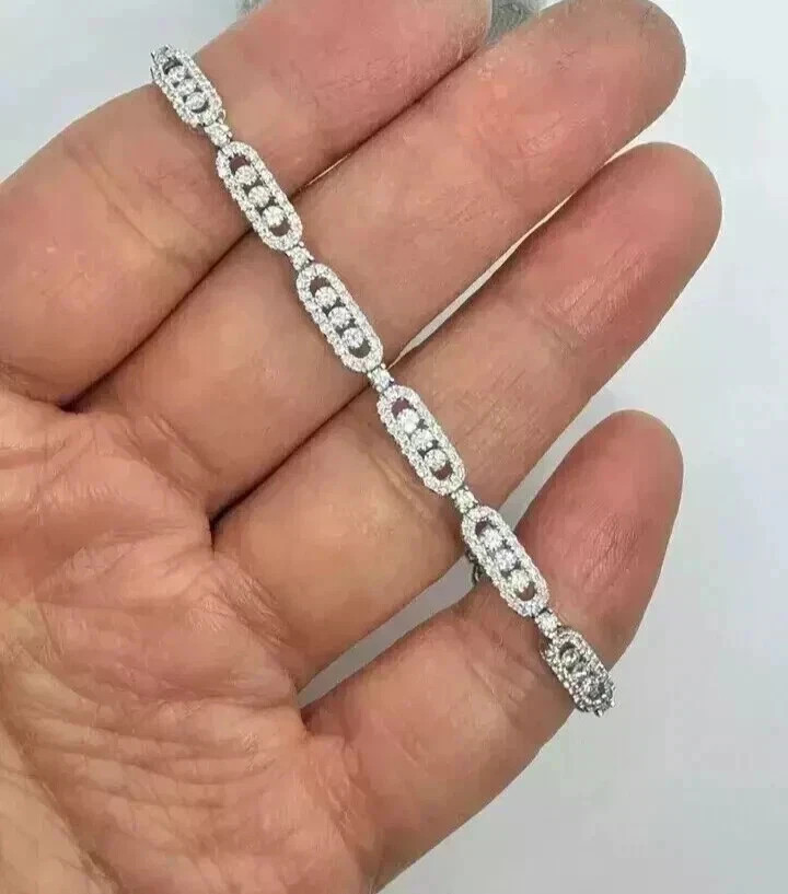 5ct Round Cut Simulated Diamond Stunning Tennis Bracelet 14k White Gold Plated
