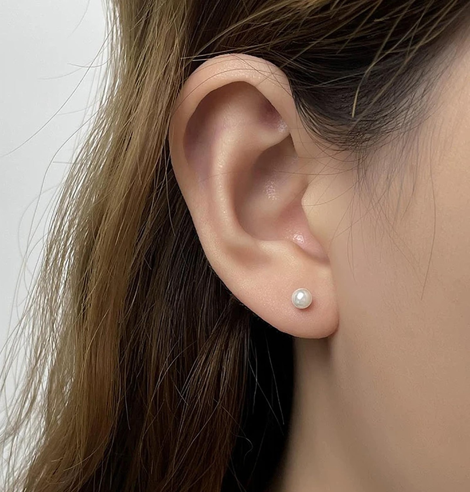 Small Pearl Stud Earrings, 5 Pairs 3mm/4mm/5mm/6mm/7mm, White 1