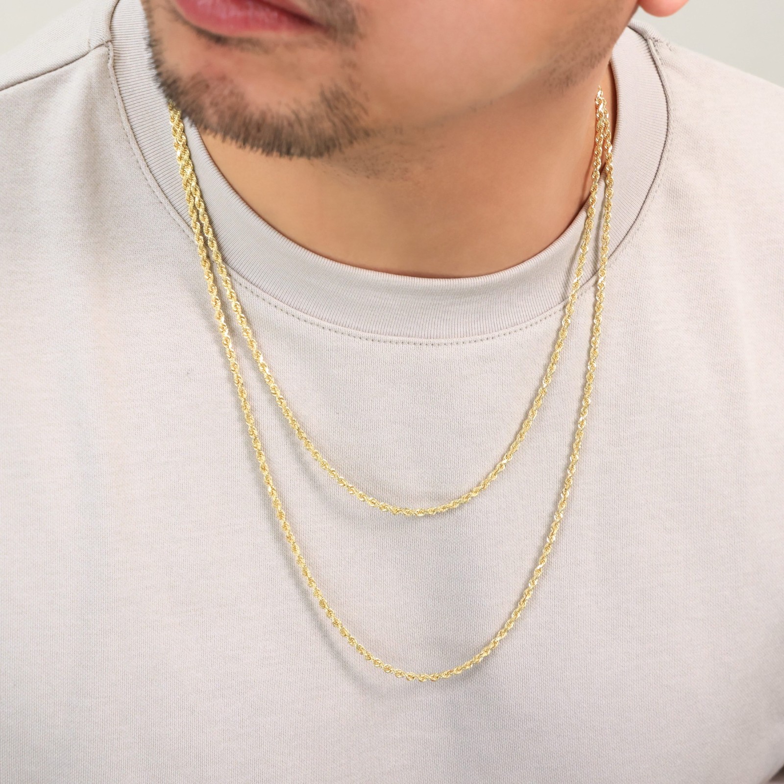 14K Yellow Gold 2.5mm Italian Diamond Cut Rope Chain Necklace Mens Women 16″-30″