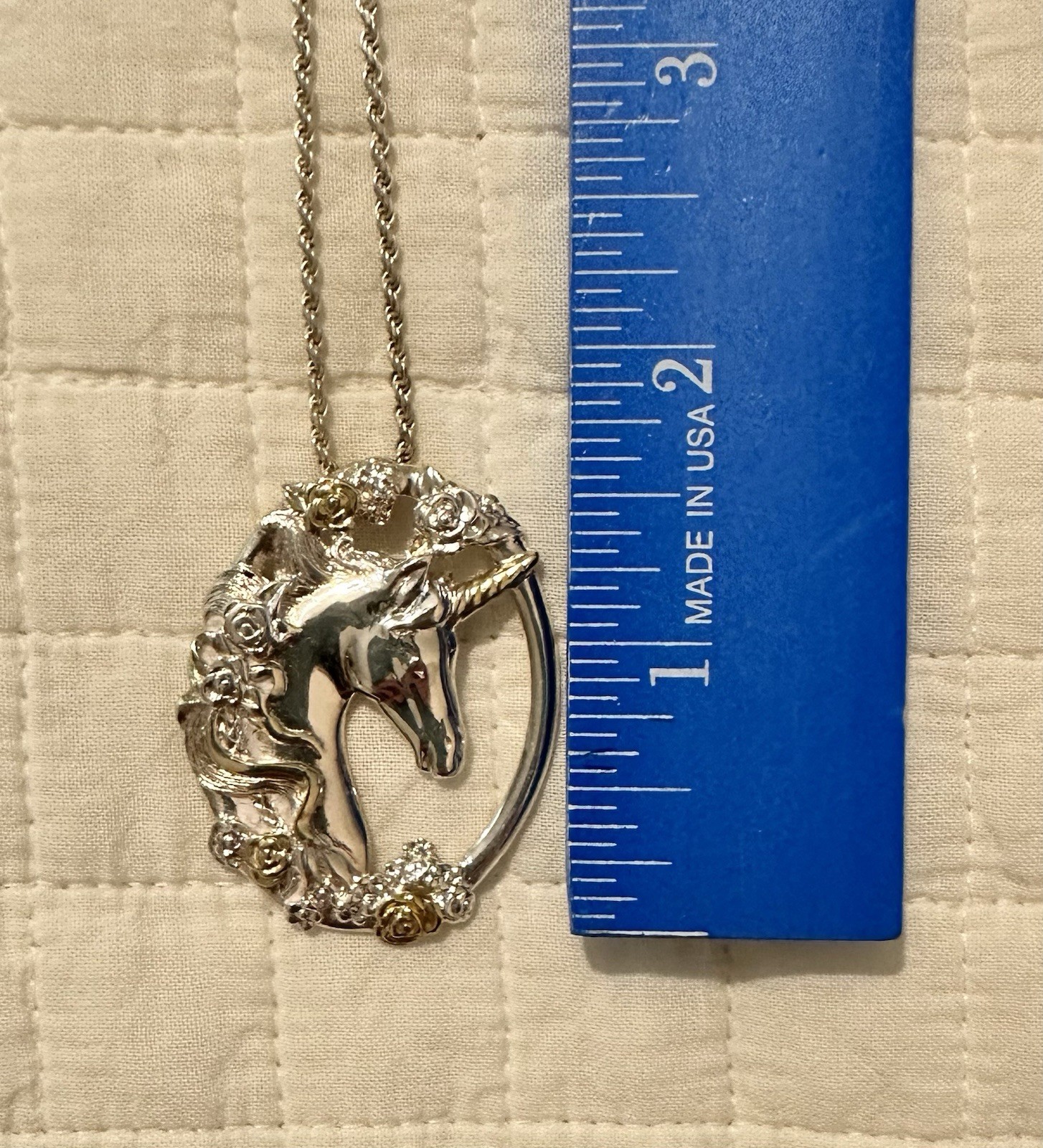Vintage Gorham Sterling Silver Unicorn Necklace 925 Italy Chain Box