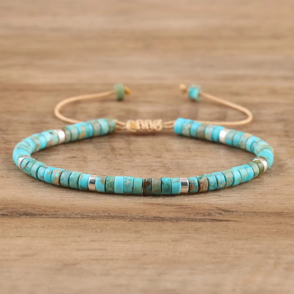 Blue Sea Sediment Jasper Stone Bracelet Healing Crystal Protection Jewelry Gift