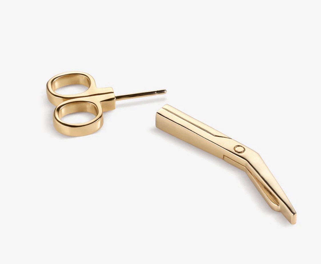 V Coterie Bandage Scissors Earring Medical Theme