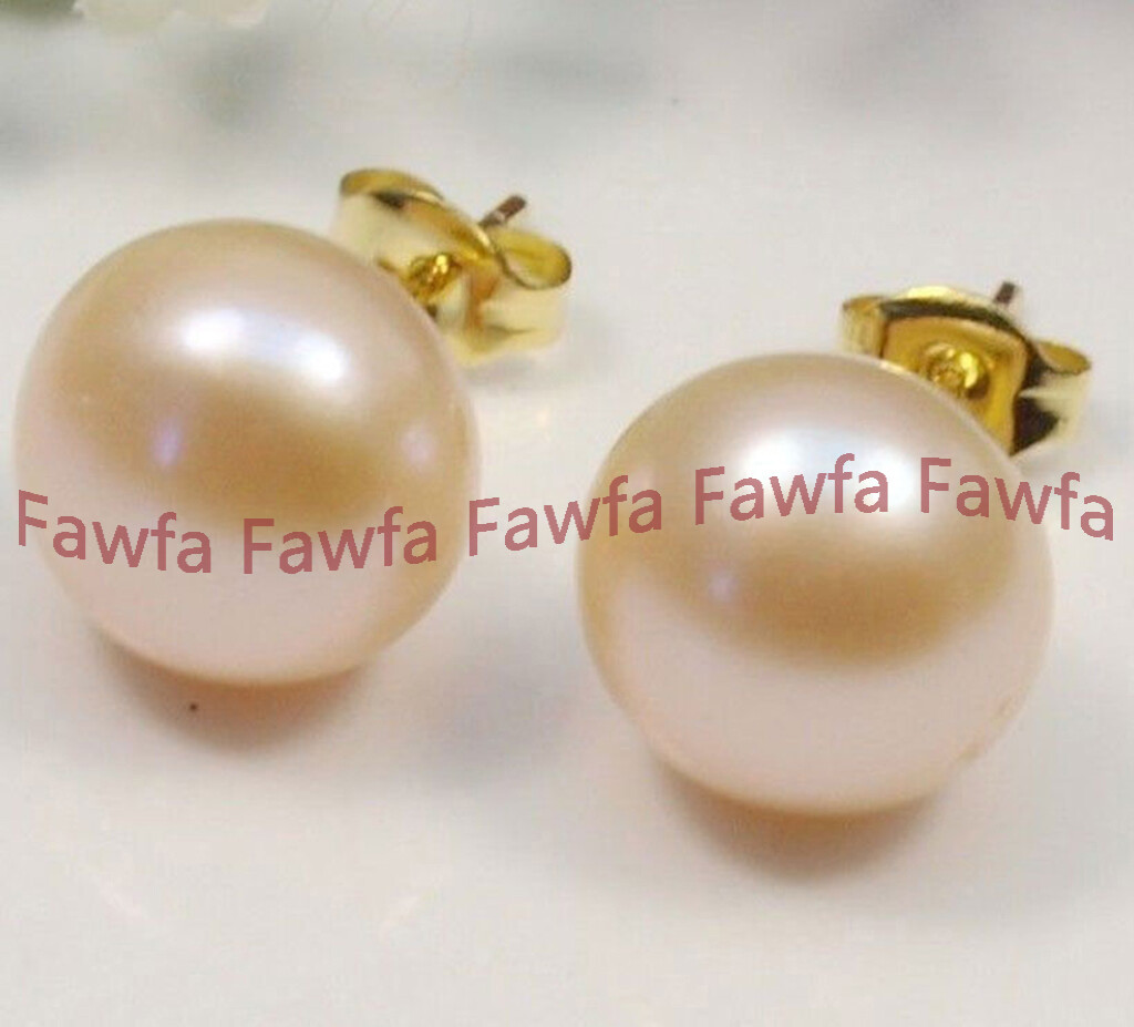 Wholesale Natural Genuine Akoya Freshwater Pearl 14K Gold Stud Earrings AAA