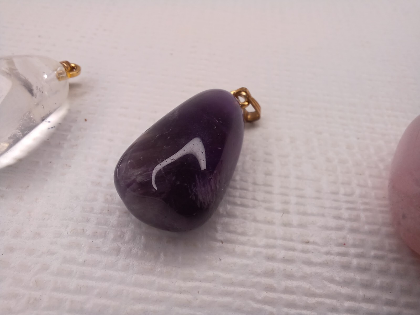 Gemstone Gold Tone Pendant Necklace 4 Interchangeable Gemstones
