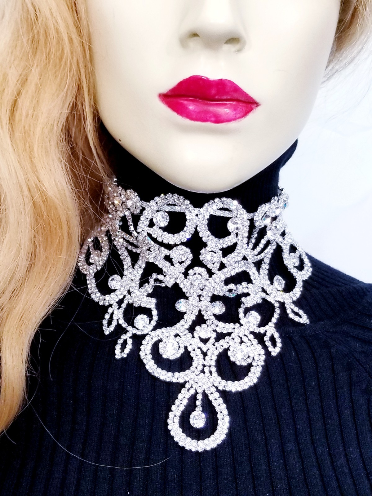 Clear Crystal Choker Rhinestone Crystal Necklace Bridal Prom Pageant Jewelry
