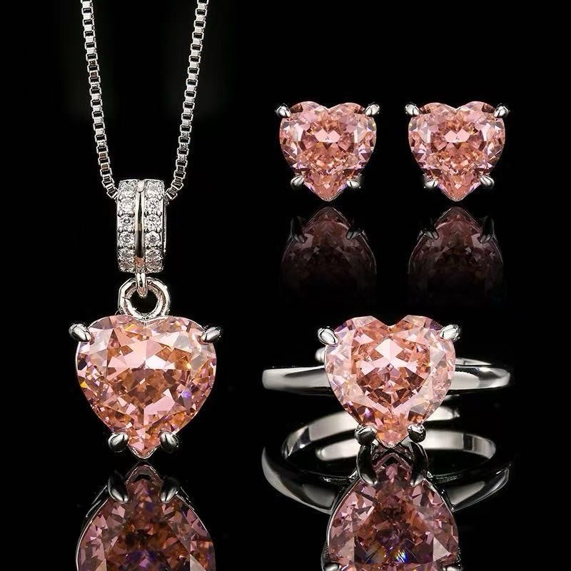 Wedding Bridal CZ Jewelry Set Zirconia Necklace Earrings Set