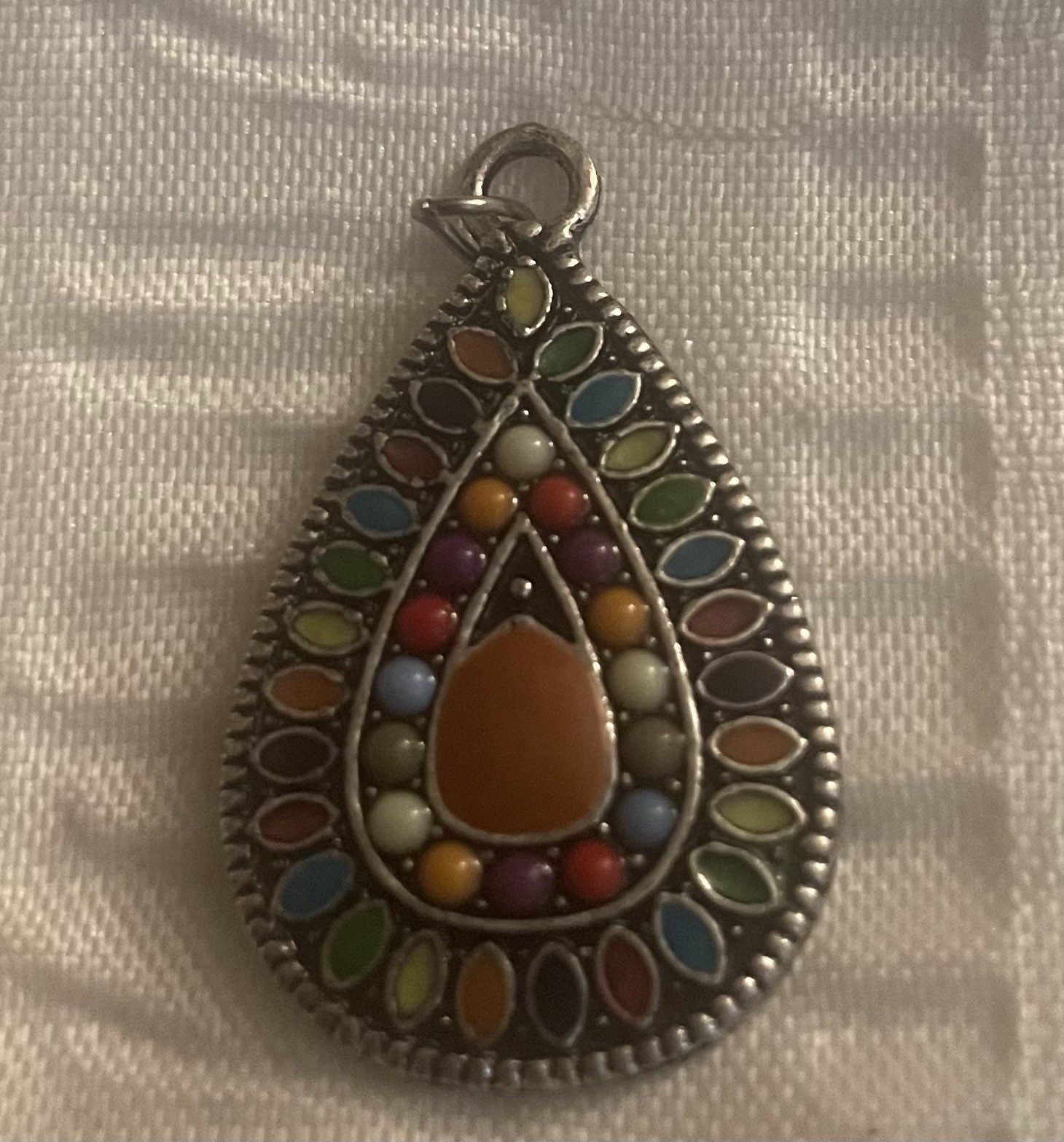 Beaded Enamel Boho Bohemian Colorful Vintage Retro Pendant