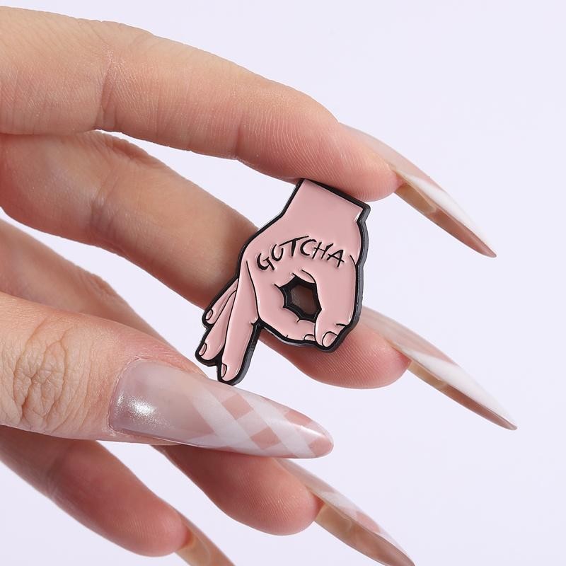 Gotcha Ok Gesture Enamel Pins Brooch Creative Game Okay Gesture Brooche Backpack