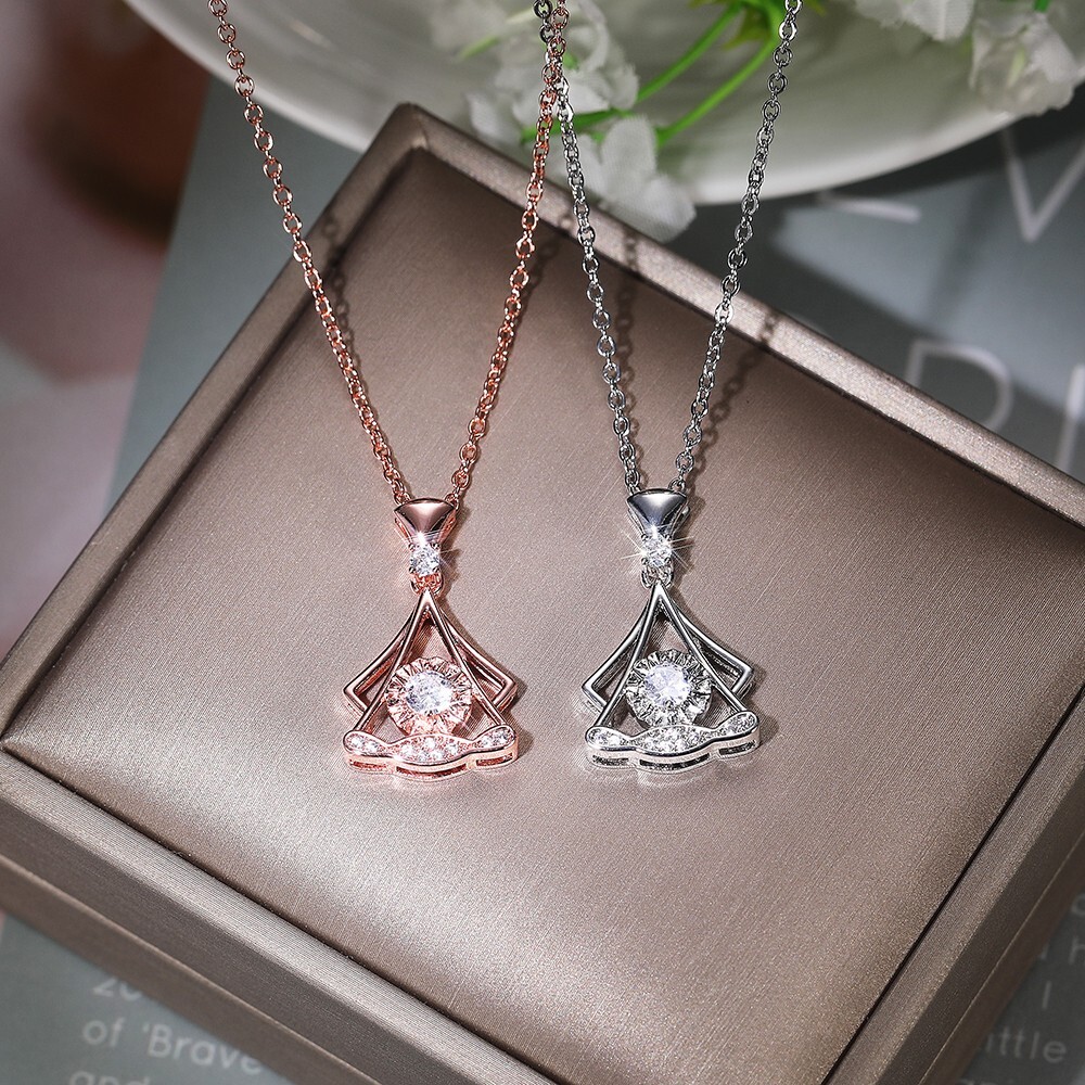 Beautiful Fan Shape Necklace Pendant for Her 1.25 CT Simulated Rose Gold Plated