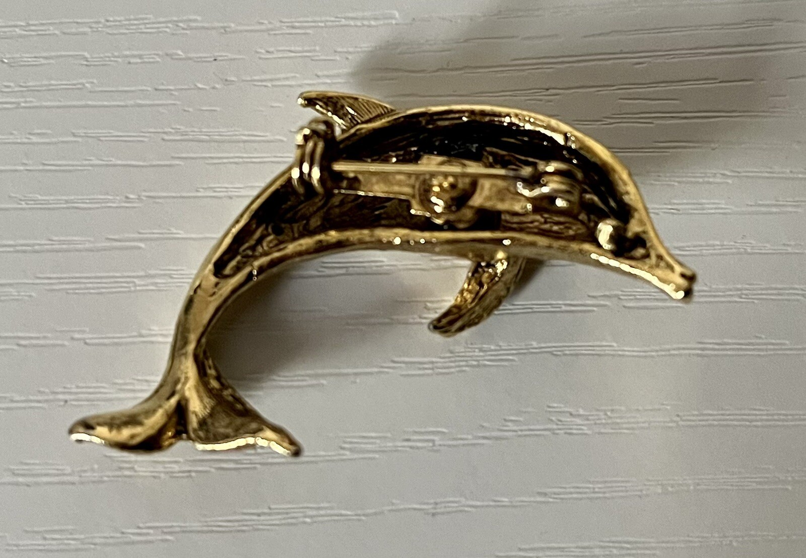 Gold Tone Dolphin Brooch, See Description