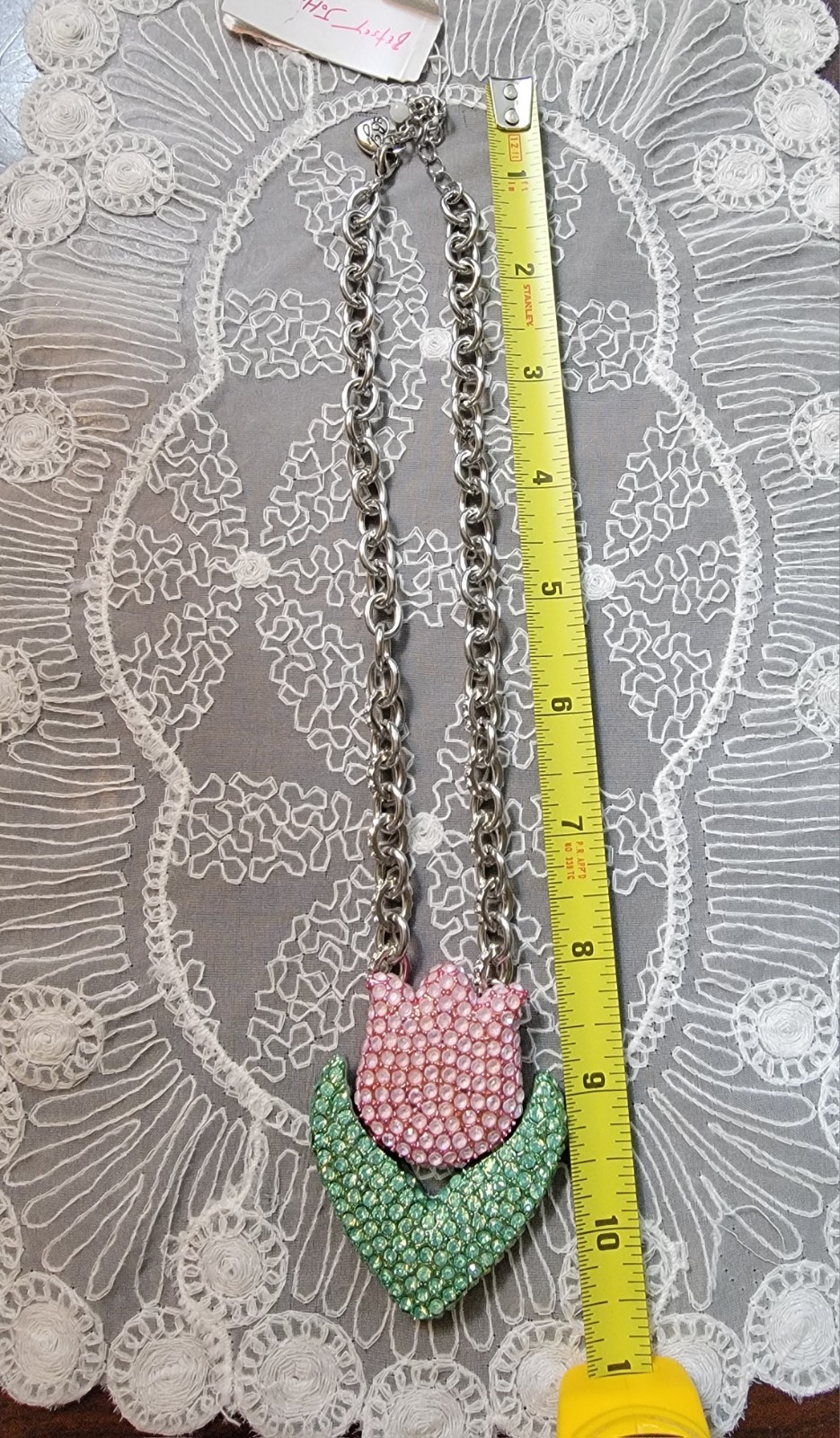Betsey Johnson Authentic Hop To It Tulip Necklace Easter Spring Flower Chunky