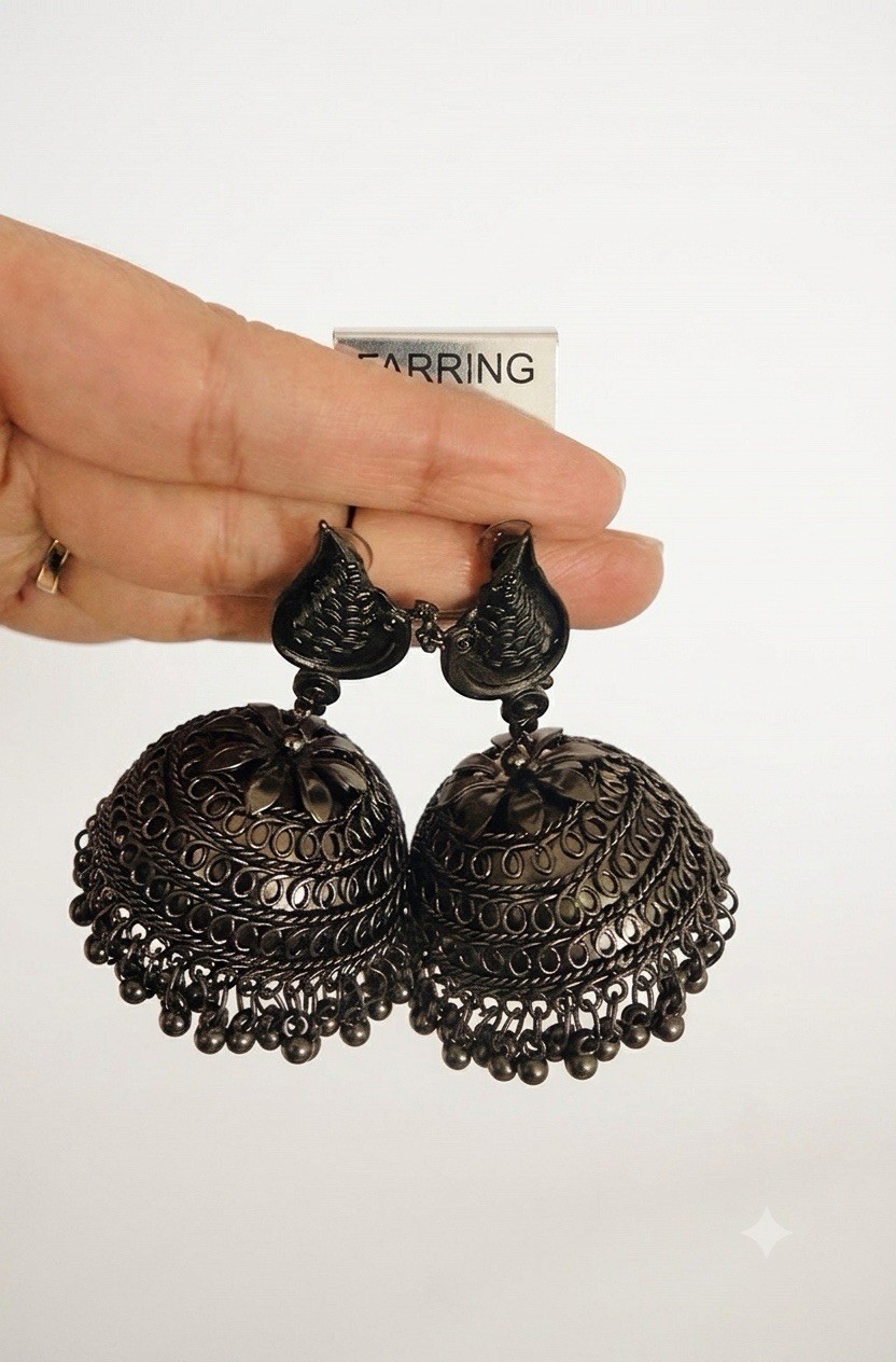 Oxidized Vintage Style Women Earrings Traditional Jhumka Earrings For Women