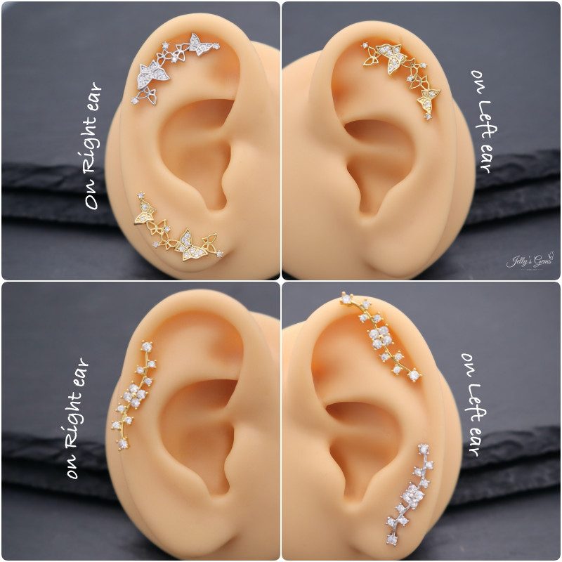 Beautiful Crawler Gold Silver Cartilage Helix Lobe Tragus Conch Earring Gift UK
