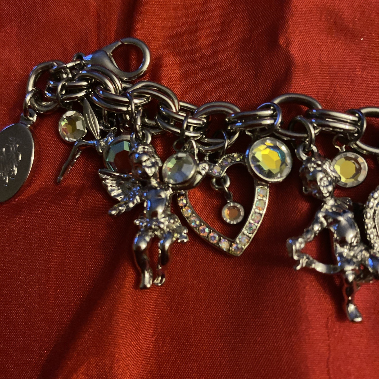 Kirk’s Folly Silver Tone Cherub Angel AB Charm Bracelet