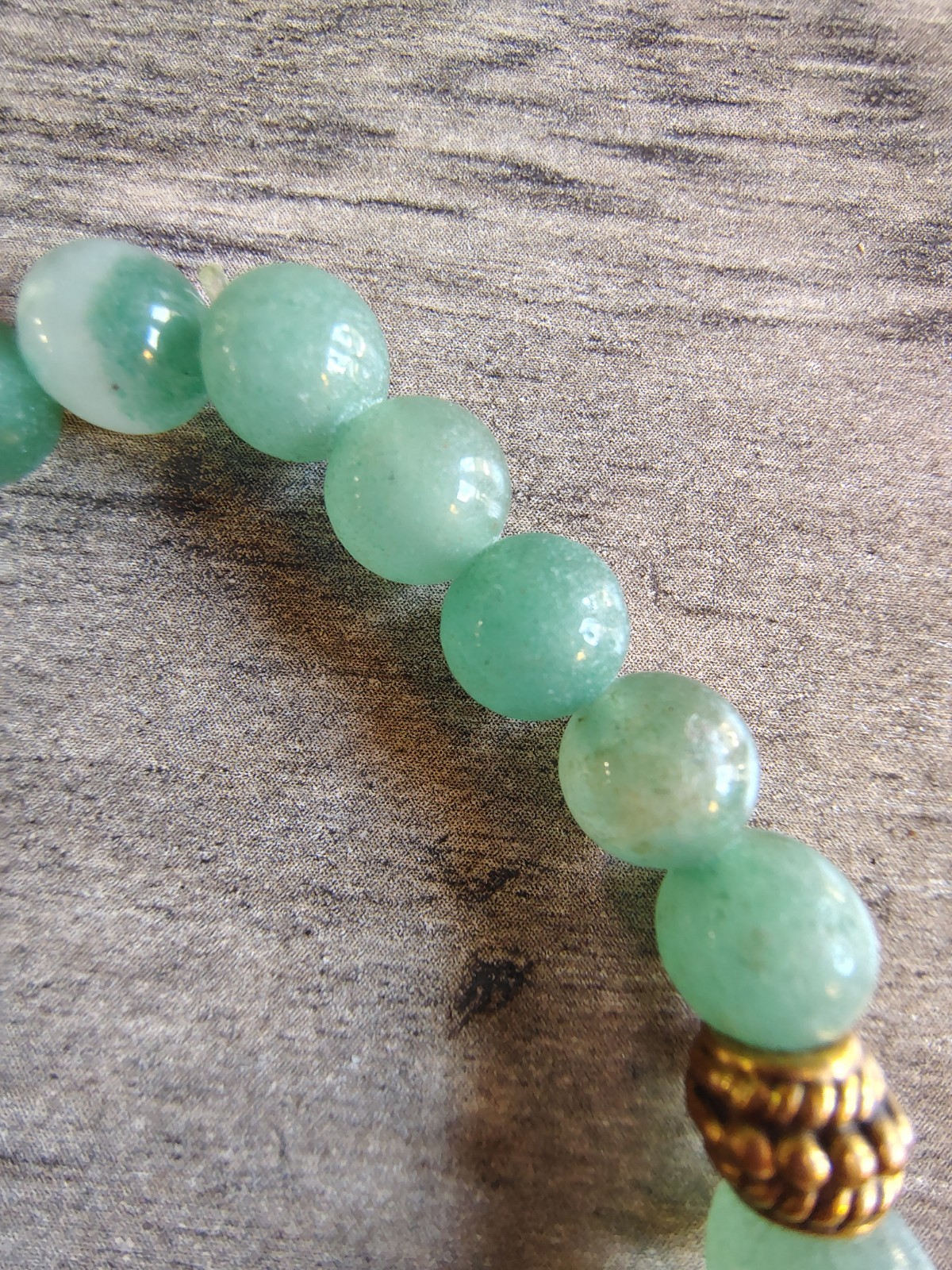 Energy Stone Bracelet Green Adventurine Gold Tone Crowns Casual Everyday Gift