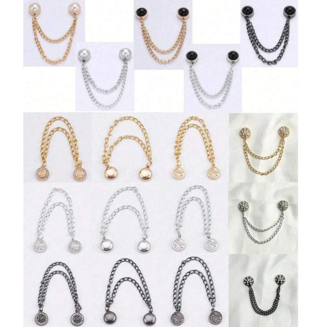 Magnetic Clothing Clips 4Pcs Chain Brooch Buckle Womens Fixing Dresses Pants