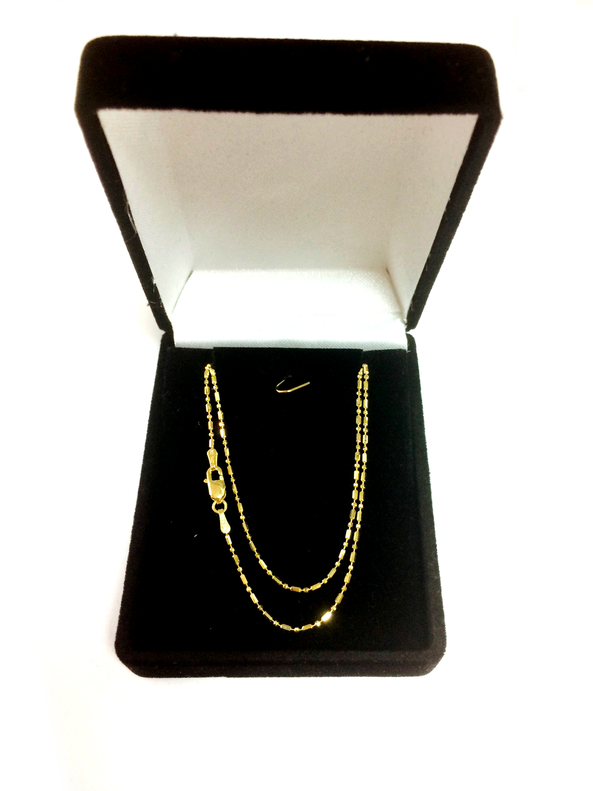 14K Yellow Gold Diamond Cut Bead Chain, Width 1.2mm