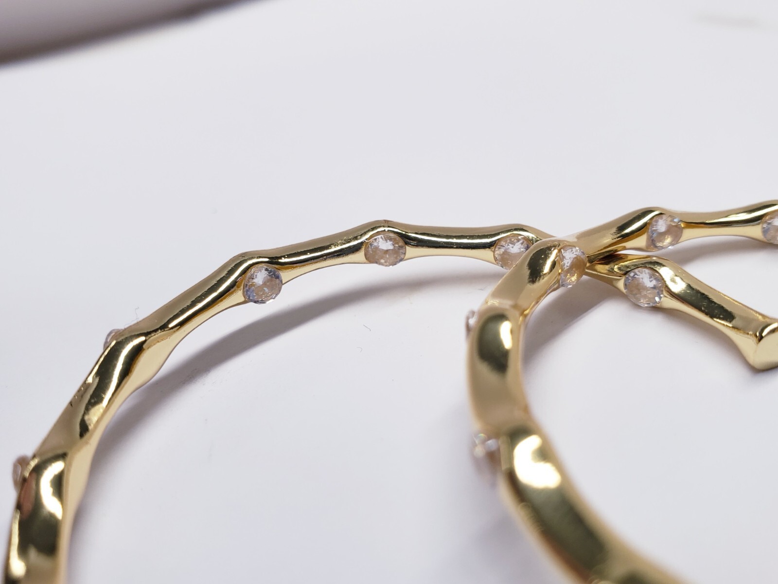 Jennifer Miller SPARKLE HOOP EARRINGS 14K Yellow Gold Plated NO box