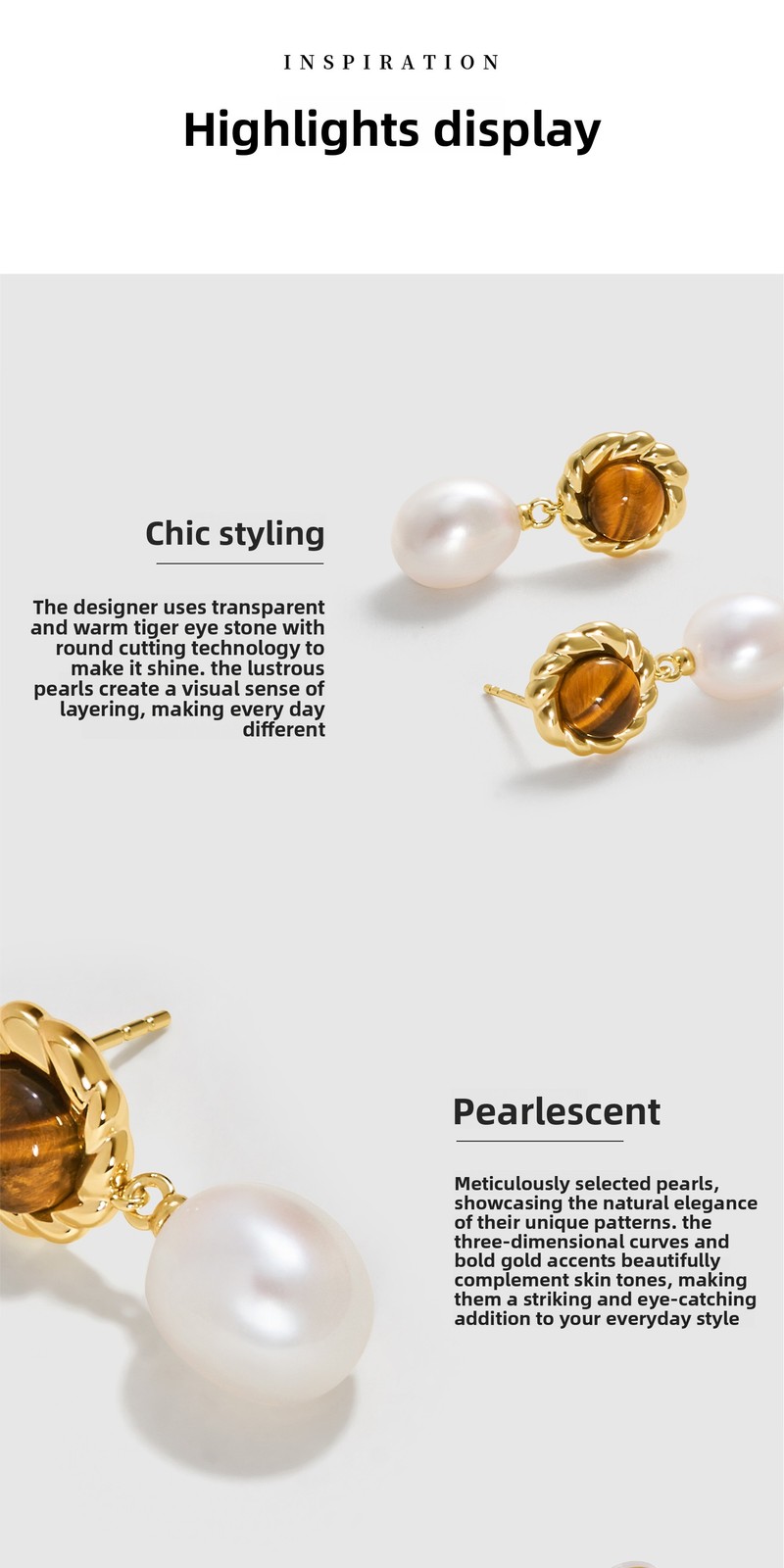 Amber Lollipop Vintage Beauty Pearl Earrings Light Luxury Gemstone Earrings