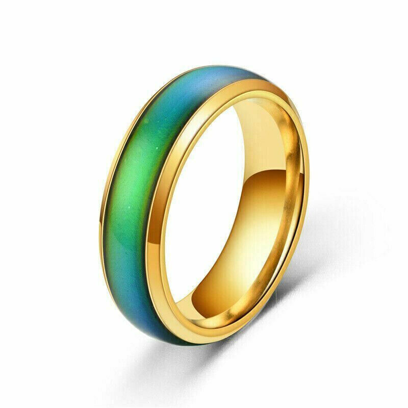 Stainless Steel Plated Color Changing Mood Ring Temperature Rings Women Men 6-12