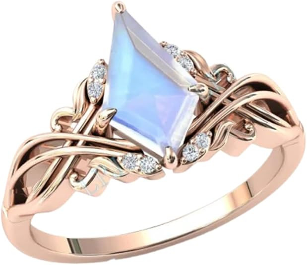2carat Womens Engagement Ring,Kite Cut Moonstone Gemstone Wedding Ring for Women