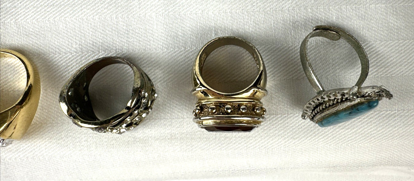 Fashion Ring Lot, 13 Different Rings of Various Designs and Sizes, Free Shipping