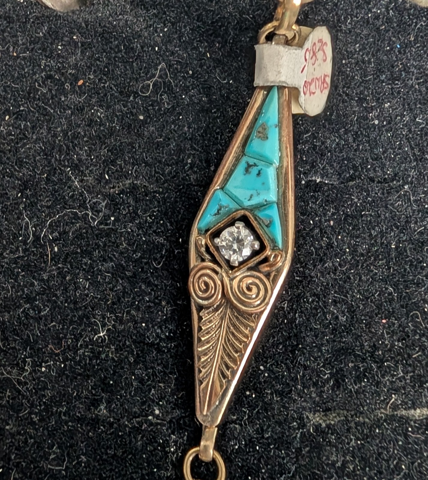 Navajo Sterling Silver Gold Filled Channel Turquoise Slave Bracelet Size 5″