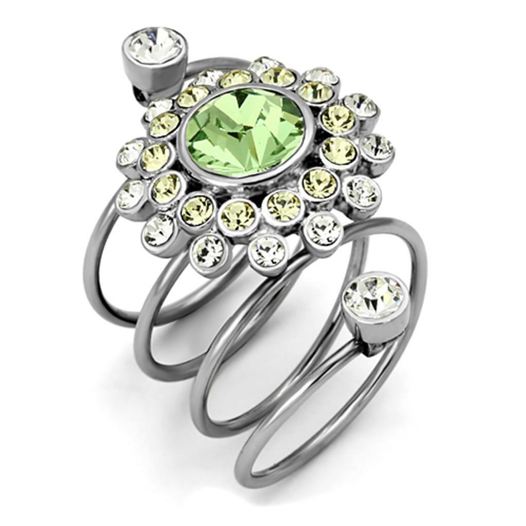 TK1148 – High polished (no plating) Stainless Steel Ring with Top Grade Crystal