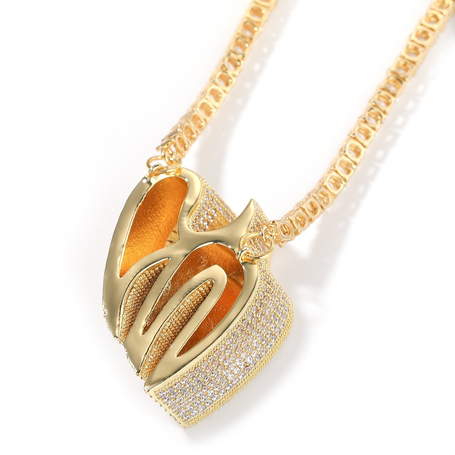 Hip Hop Jewelry Swallow Pendant Tennis Chain Necklace Gold Filled Cz Accessories